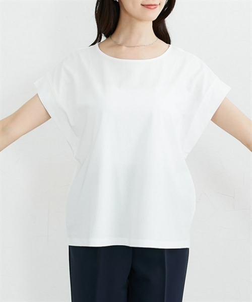 nissen(ニッセン)の「【接触冷感・吸汗速乾】快適素材フレンチスリーブトップス(Tシャツ/カットソー・レディース・オフホワイト/チャコール・L/M/LL)」の16枚目の写真