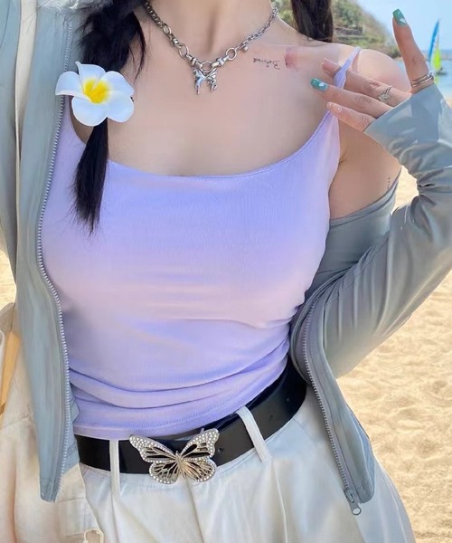 HALEY PESCA(ヘーリーペスカ)の「HALEY PESCA/ニュアンスカラー スリムフィットキャミソール(キャミソール・レディース・ピンク/グレー/イエロー/パープル/ライトブルー/ブラック/ホワイト/レッド/ライトグリーン・FREE)」の18枚目の写真