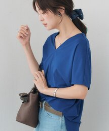 【接触冷感/紫外線防止/セットアップ可】Vネックコクーンカットソー(オフィスカジュアル)