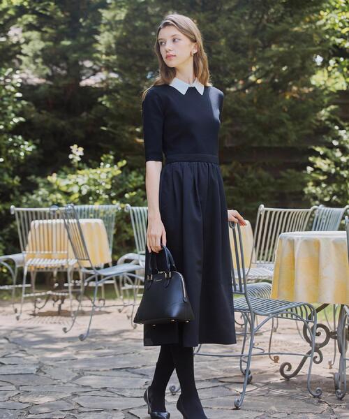 DRESSTERIOR(ドレステリア)の「バイカラーニットコンビワンピース(ワンピース・レディース・ブラック系4・38/36)」の4枚目の写真