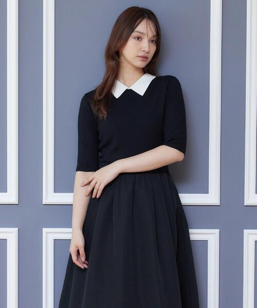DRESSTERIOR(ドレステリア)の「バイカラーニットコンビワンピース(ワンピース・レディース・ブラック系4・38/36)」の9枚目の写真
