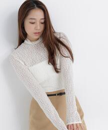 NATURAL BEAUTY BASIC | ハイネックレースカットソー(Tシャツ/カットソー)