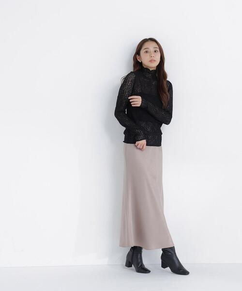 NATURAL BEAUTY BASIC（ナチュラルビューティーベーシック）の「ハイネックレースカットソー（Tシャツ/カットソー・レディース・オフホワイト/ブラック/ラベンダー・ﾌﾘ-）」の12枚目の写真