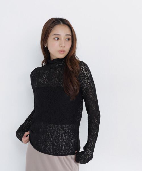 NATURAL BEAUTY BASIC（ナチュラルビューティーベーシック）の「ハイネックレースカットソー（Tシャツ/カットソー・レディース・オフホワイト/ブラック/ラベンダー・ﾌﾘ-）」の15枚目の写真