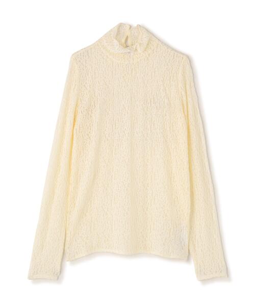 NATURAL BEAUTY BASIC（ナチュラルビューティーベーシック）の「ハイネックレースカットソー（Tシャツ/カットソー・レディース・オフホワイト/ブラック/ラベンダー・ﾌﾘ-）」の6枚目の写真