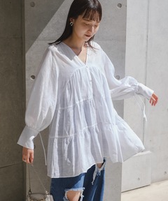 Uhr/ウーア】ドットボリュームチュニック/ミニワンピース（シャツ
