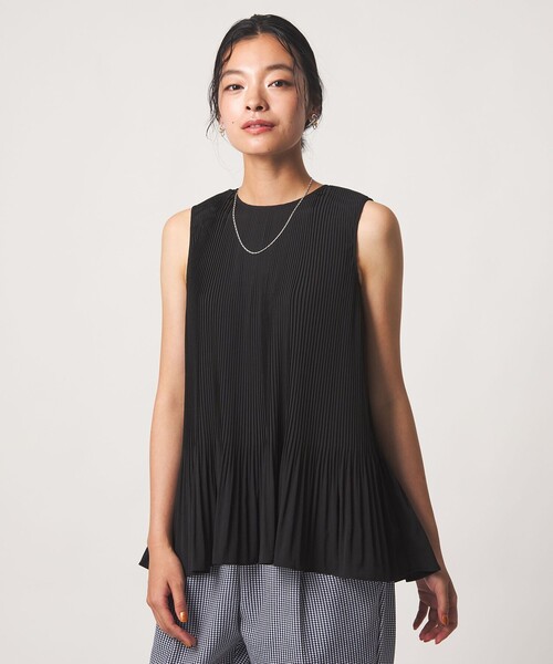 A DAY IN THE LIFE UNITED ARROWS(アデイインザライフユナイテッドアローズ)の「プリーツ フレア ノースリーブブラウス <A DAY IN THE LIFE>(シャツ/ブラウス・レディース・ライトブルー/ブラック/オフホワイト・FREE)」の1枚目の写真