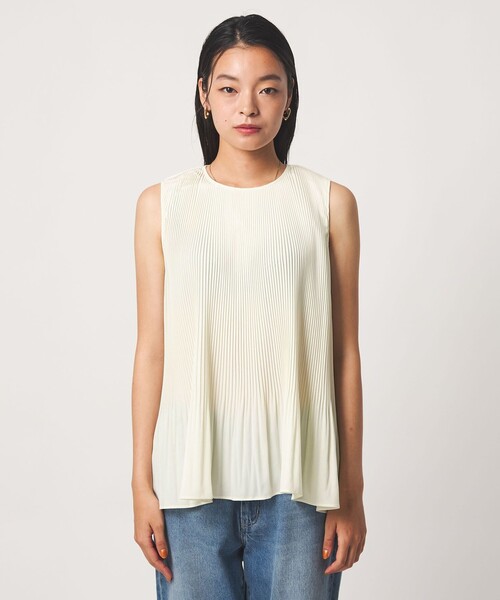 A DAY IN THE LIFE UNITED ARROWS(アデイインザライフユナイテッドアローズ)の「プリーツ フレア ノースリーブブラウス <A DAY IN THE LIFE>(シャツ/ブラウス・レディース・ライトブルー/ブラック/オフホワイト・FREE)」の8枚目の写真