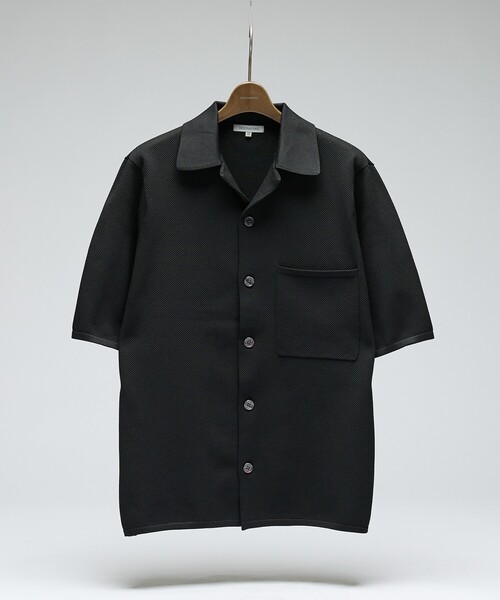 DESIGNWORKS(デザインワークス)の「鹿の子 半袖 オープンカラーシャツ(シャツ/ブラウス・メンズ・アイボリー/ブラック・46/48/50)」の3枚目の写真