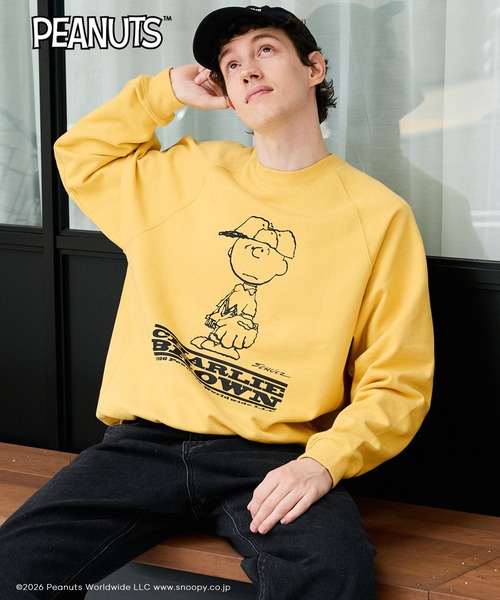 coca（coca）（コカ）の「【ピーナッツ別注】COTTON from the U.S.プリントラグラントレーナー（スウェット・メンズ・マスタード/アイボリー/ブラック/グレー・L/XL/M）」の4枚目の写真
