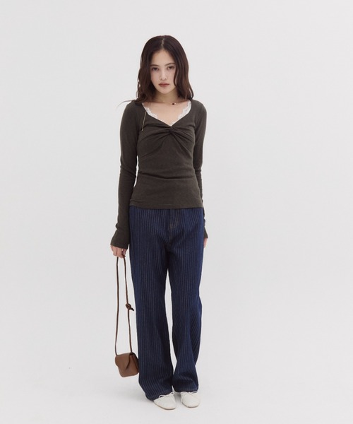 FUULLY STUDIO(フーリィーステューディオ)の「ストライプデニムパンツ(デニムパンツ・レディース・ネイビー・SMALL/MEDIUM)」の11枚目の写真