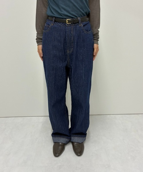FUULLY STUDIO(フーリィーステューディオ)の「ストライプデニムパンツ(デニムパンツ・レディース・ネイビー・SMALL/MEDIUM)」の13枚目の写真