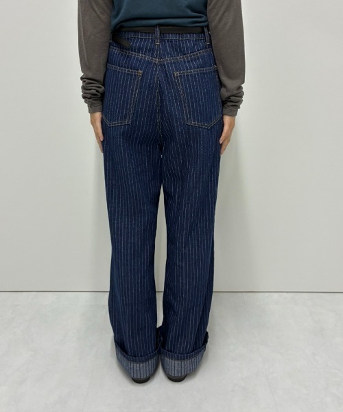 FUULLY STUDIO(フーリィーステューディオ)の「ストライプデニムパンツ(デニムパンツ・レディース・ネイビー・SMALL/MEDIUM)」の14枚目の写真