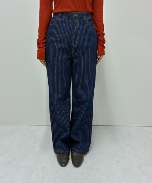 FUULLY STUDIO(フーリィーステューディオ)の「ストライプデニムパンツ(デニムパンツ・レディース・ネイビー・SMALL/MEDIUM)」の15枚目の写真