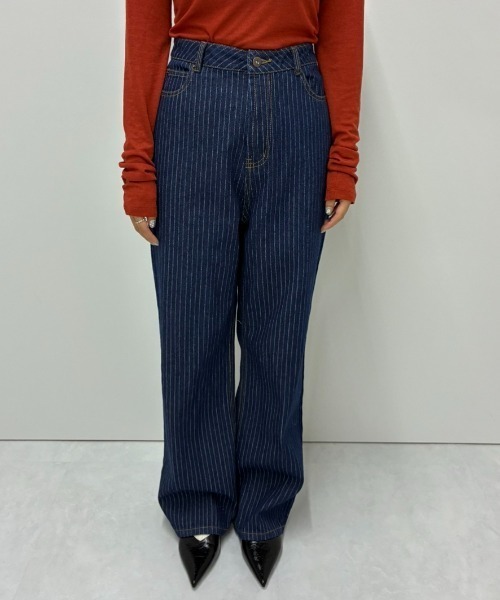 FUULLY STUDIO(フーリィーステューディオ)の「ストライプデニムパンツ(デニムパンツ・レディース・ネイビー・SMALL/MEDIUM)」の18枚目の写真