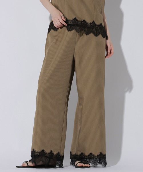 LAKOLE(ラコレ)の「ヘムレースドッキングパンツ /1056495(スラックス・レディース・ブラック/グレー/キャメル・LARGE/MEDIUM)」の1枚目の写真
