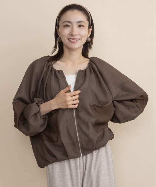 lodie（ロディ）の「メッシュ　ジップシャツブルソン（シャツ/ブラウス・レディース・ブラウン/ブラック/ベージュ・FREE）」の10枚目の写真
