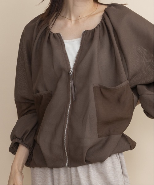 lodie（ロディ）の「メッシュ　ジップシャツブルソン（シャツ/ブラウス・レディース・ブラウン/ブラック/ベージュ・FREE）」の14枚目の写真