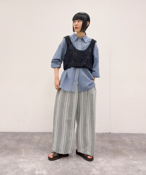 niko and...（ニコアンド）の「[MODE NORM CORE] ギンガムストライプパンツ（その他パンツ・レディース・ネイビー/ブラック/ブラウン・LARGE/MEDIUM）」の7枚目の写真