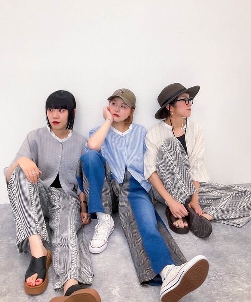 niko and...（ニコアンド）の「[MODE NORM CORE] ギンガムストライプパンツ（その他パンツ・レディース・ネイビー/ブラック/ブラウン・LARGE/MEDIUM）」の4枚目の写真