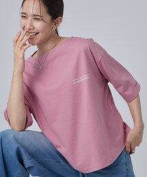 SHOO・LA・RUE | 【ひんやり/体型カバー】首元すっきり ゆるバックギャザーTシャツ(Tシャツ/カットソー)