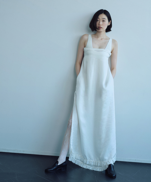 EDIT. FOR LULU(エディットフォールル)の「【ARCHIVE STANCE / アーカイブスタンス】cupro maxi frillhem dress(ワンピース・レディース・ホワイト・FREE)」の6枚目の写真