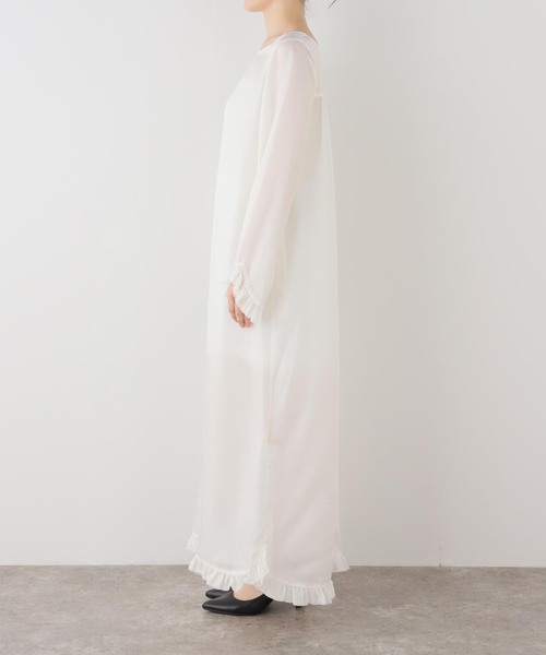 EDIT. FOR LULU(エディットフォールル)の「【ARCHIVE STANCE / アーカイブスタンス】cupro maxi frillhem dress(ワンピース・レディース・ホワイト・FREE)」の8枚目の写真