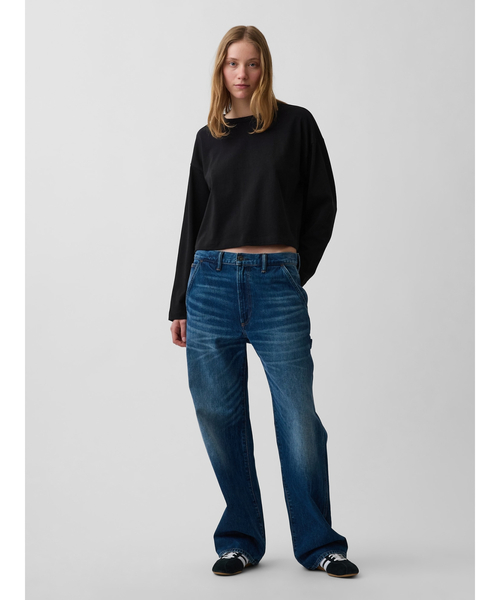 GAP(ギャップ)の「ニット オーバーサイズ クロップドTシャツ(Tシャツ/カットソー・レディース・ホワイト/ブラック・S/M/L/XL/XS/XXS)」の3枚目の写真