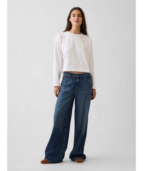 GAP(ギャップ)の「ニット オーバーサイズ クロップドTシャツ(Tシャツ/カットソー・レディース・ホワイト/ブラック・S/M/L/XL/XS/XXS)」の5枚目の写真