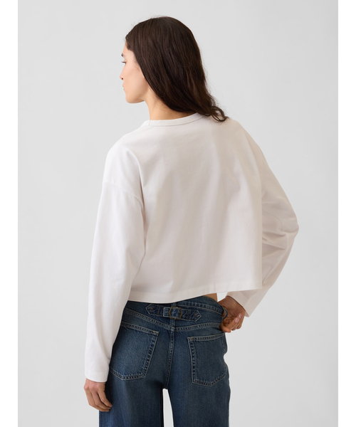 GAP(ギャップ)の「ニット オーバーサイズ クロップドTシャツ(Tシャツ/カットソー・レディース・ホワイト/ブラック・S/M/L/XL/XS/XXS)」の6枚目の写真