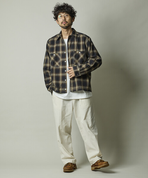 RED KAP(レッドキャップ)の「RED KAP/レッドキャップ 別注 クロップド フランネル ロングスリーブ ワークシャツ(シャツ/ブラウス・メンズ・オフホワイト/ブラック/グリーン・LARGE/MEDIUM)」の8枚目の写真