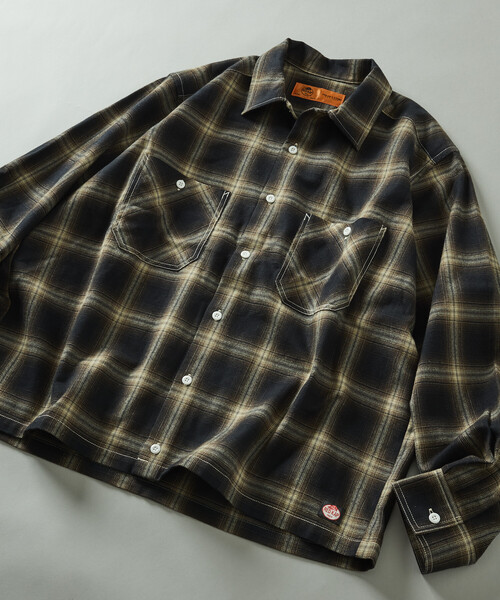 RED KAP(レッドキャップ)の「RED KAP/レッドキャップ 別注 クロップド フランネル ロングスリーブ ワークシャツ(シャツ/ブラウス・メンズ・オフホワイト/ブラック/グリーン・LARGE/MEDIUM)」の10枚目の写真
