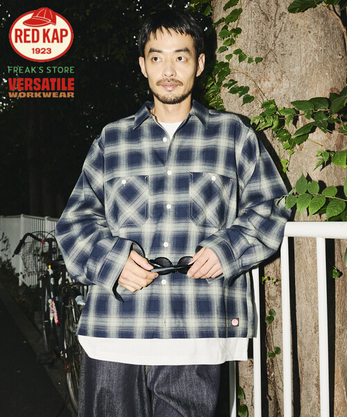 RED KAP(レッドキャップ)の「RED KAP/レッドキャップ 別注 クロップド フランネル ロングスリーブ ワークシャツ(シャツ/ブラウス・メンズ・オフホワイト/ブラック/グリーン・LARGE/MEDIUM)」の5枚目の写真