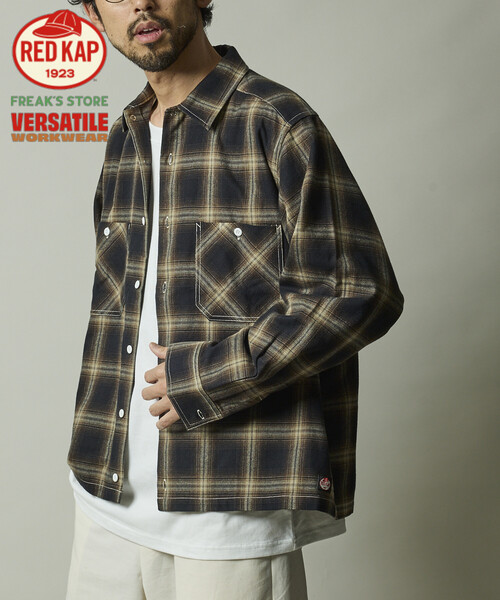 RED KAP(レッドキャップ)の「RED KAP/レッドキャップ 別注 クロップド フランネル ロングスリーブ ワークシャツ(シャツ/ブラウス・メンズ・オフホワイト/ブラック/グリーン・LARGE/MEDIUM)」の6枚目の写真