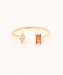 【Cle・stone（クレストーン）】ダブルストーン バゲットオープンリング cle-ring-30-7【RBT】