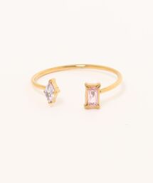 【Cle・stone(クレストーン)】ダブルストーン バゲットオープンリング cle-ring-30-7