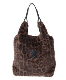 2WAY LEOPARD ECO-FUR SHOPPING TOTE BAG