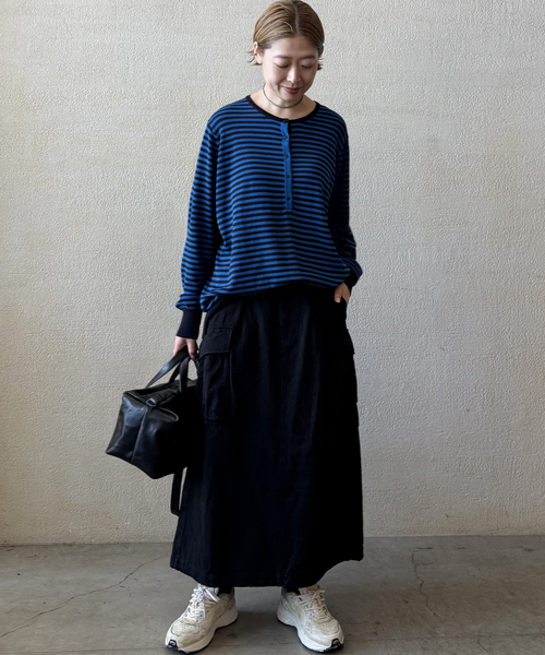 JOURNAL STANDARD LUXE（ジャーナルスタンダード　ラックス）の「Cテンジク ヘンリープルオーバー（ニット/セーター・レディース・ブルー/ブラウン/ブラック/ネイビー・FREE）」の22枚目の写真