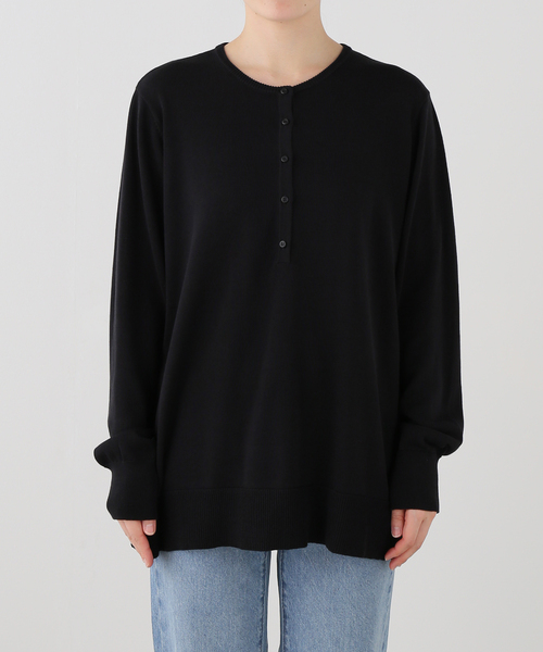 JOURNAL STANDARD LUXE（ジャーナルスタンダード　ラックス）の「Cテンジク ヘンリープルオーバー（ニット/セーター・レディース・ブルー/ブラウン/ブラック/ネイビー・FREE）」の12枚目の写真