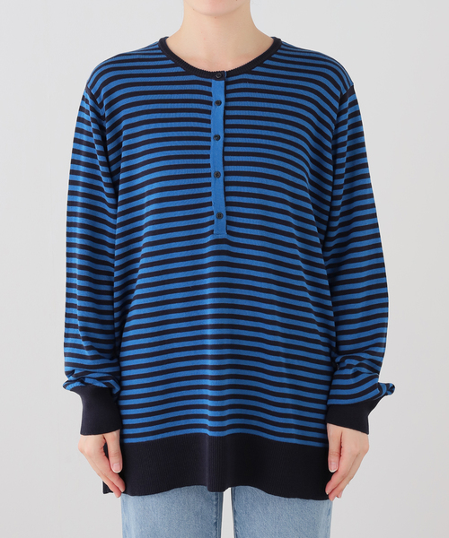 JOURNAL STANDARD LUXE（ジャーナルスタンダード　ラックス）の「Cテンジク ヘンリープルオーバー（ニット/セーター・レディース・ブルー/ブラウン/ブラック/ネイビー・FREE）」の7枚目の写真