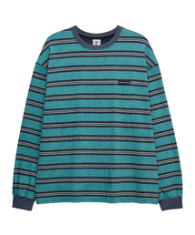 PIGMENT ストライプ オーバーサイズ ロングスリーブTシャツ ブルー