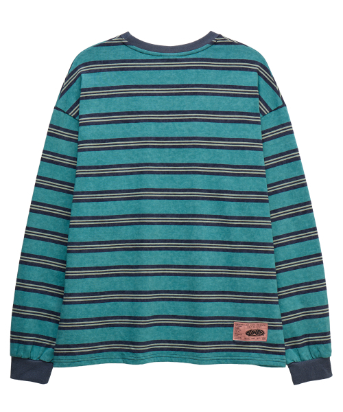 UNKNOWN PLANET（アンノウンプラネット）の「PIGMENT ストライプ オーバーサイズ ロングスリーブTシャツ ブルー（Tシャツ/カットソー・レディース・その他・MEDIUM/SMALL）」の8枚目の写真