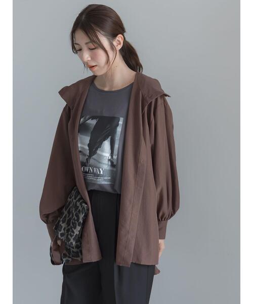 Te chichi(テチチ)の「ミドルフーディーシャツ(シャツ/ブラウス・レディース・ブラック/ブラウン・F)」の1枚目の写真