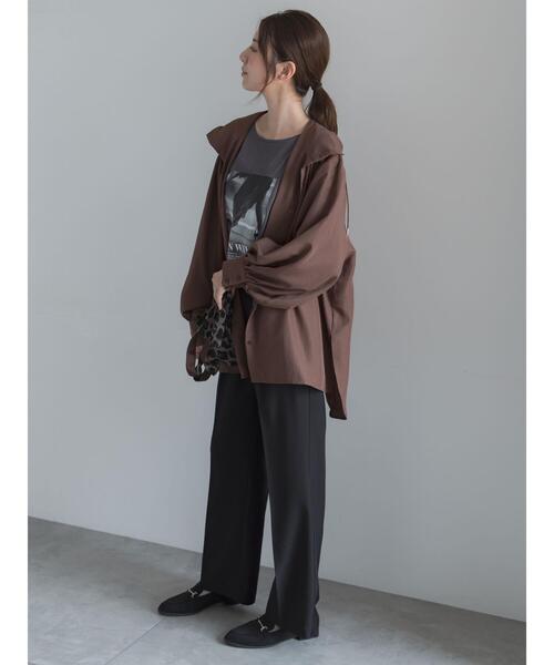 Te chichi(テチチ)の「ミドルフーディーシャツ(シャツ/ブラウス・レディース・ブラック/ブラウン・F)」の16枚目の写真