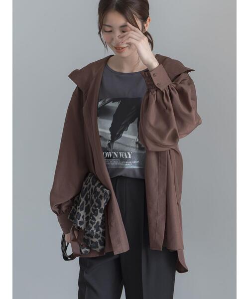 Te chichi(テチチ)の「ミドルフーディーシャツ(シャツ/ブラウス・レディース・ブラック/ブラウン・F)」の12枚目の写真