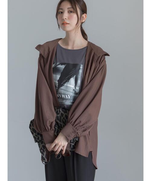 Te chichi(テチチ)の「ミドルフーディーシャツ(シャツ/ブラウス・レディース・ブラック/ブラウン・F)」の11枚目の写真