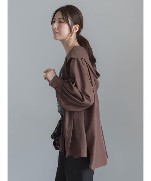 Te chichi(テチチ)の「ミドルフーディーシャツ(シャツ/ブラウス・レディース・ブラック/ブラウン・F)」の9枚目の写真