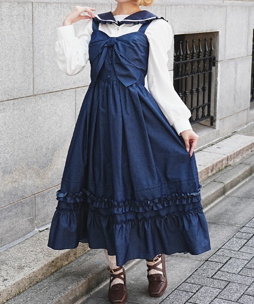 axes femme POETIQUE（アクシーズファムポエティック）の「裾デザインリボンＪＳＫ（ワンピース・レディース・ブラック/インディゴブルー/ワイン・MEDIUM）」の3枚目の写真