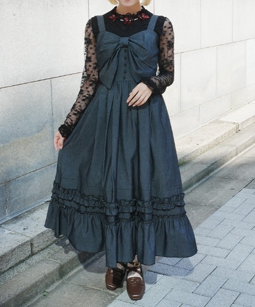 axes femme POETIQUE（アクシーズファムポエティック）の「裾デザインリボンＪＳＫ（ワンピース・レディース・ブラック/インディゴブルー/ワイン・MEDIUM）」の12枚目の写真