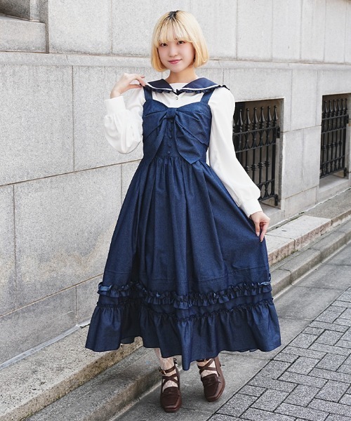 axes femme POETIQUE（アクシーズファムポエティック）の「裾デザインリボンＪＳＫ（ワンピース・レディース・ブラック/インディゴブルー/ワイン・MEDIUM）」の18枚目の写真